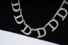 Vintage Signed RARE John Galliano for Dior Unisex Logo Rhodium Pl Necklace