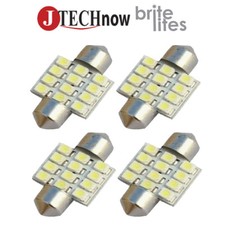Jtech 4x 31mm1.22 12 Smd Super Bright White Led Bulb De3175 De3021 De3022