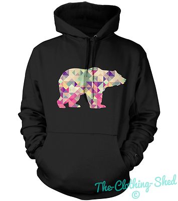 Geometrische Formen Bär Silhouette Hoodie Pullover Unisex Herren Geometrie Grizzly