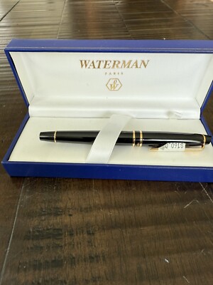 WATERMAN EXPERT BLACK LACQUER GOLD TRIM FOUNTAIN PEN BRAND NEW IN BOX!! NICE