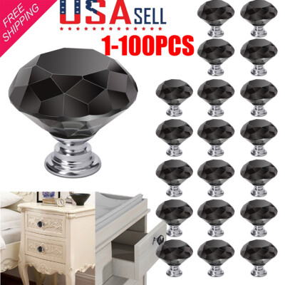 Lot Drawer Door Knobs Diamond Crystal Cabinet Furniture Kitchen Handle Pulls