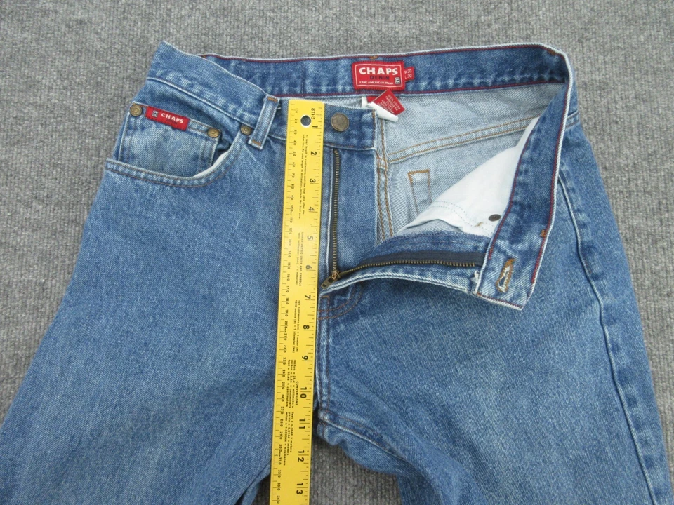 Ralph Lauren Chaps Jeans Mens 30x30 Blue Straight Mid Rise Cotton (FITS 29x29.5) - Image 3 of 4