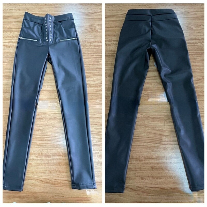 Kunstleder-Leggings Für Damen Mit Hoher Taille - Wet-Look Yoga Hose Mit Bauchkontrolle