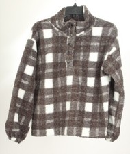 Loft Women  s Sweater Small Gray White Striped Pullover Long Sleeve Knit