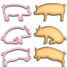 3 Pigs Cookie Cutter Set - 3 Styles, 4.25" Length, Perfect for Farm Animal