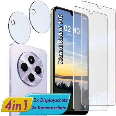 EGEDI Für Redmi 14C DISPLAY&KAMERA Schutzglas Panzerfolie Linsen 9H Glas Schutz Folie