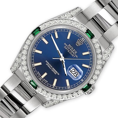 PSA10　ヘルクレスオオカブト　ダイヤモンドブルー Rolex Datejust Blue Index Dial 36mm 2.5ct Diamond Bezel 116200