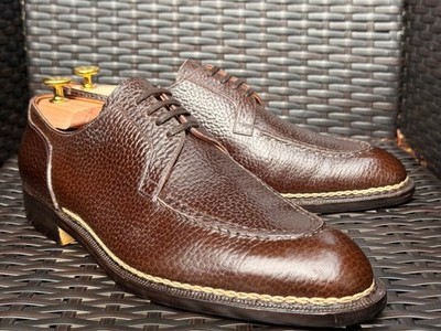 Shoemaker Tei Handstitched Apron Derby Brown London Grain Calf Dress Shoe 10.5D