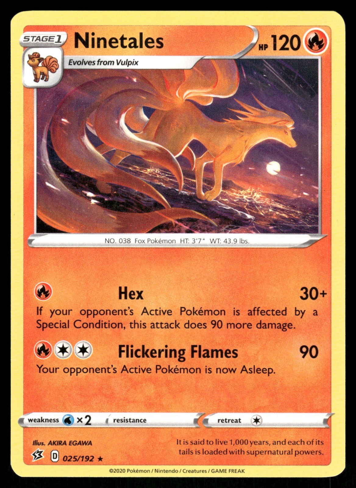Ninetales Rare SWSH02: Rebel Clash 025/192 NM