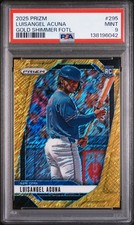 2025 PANINI PRIZM GOLD SHIMMER FOTL #295 LUISANGEL ACUNA 1/7 PSA 9