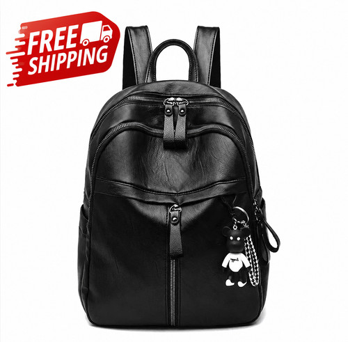 Women Fashion Leather Backpack Purse Travel School Bag Casual Daypack Black.