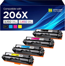 206X Toner Cartridges 4 Pack M283Fdw M255Dw Replacement for HP 206X 206A  High
