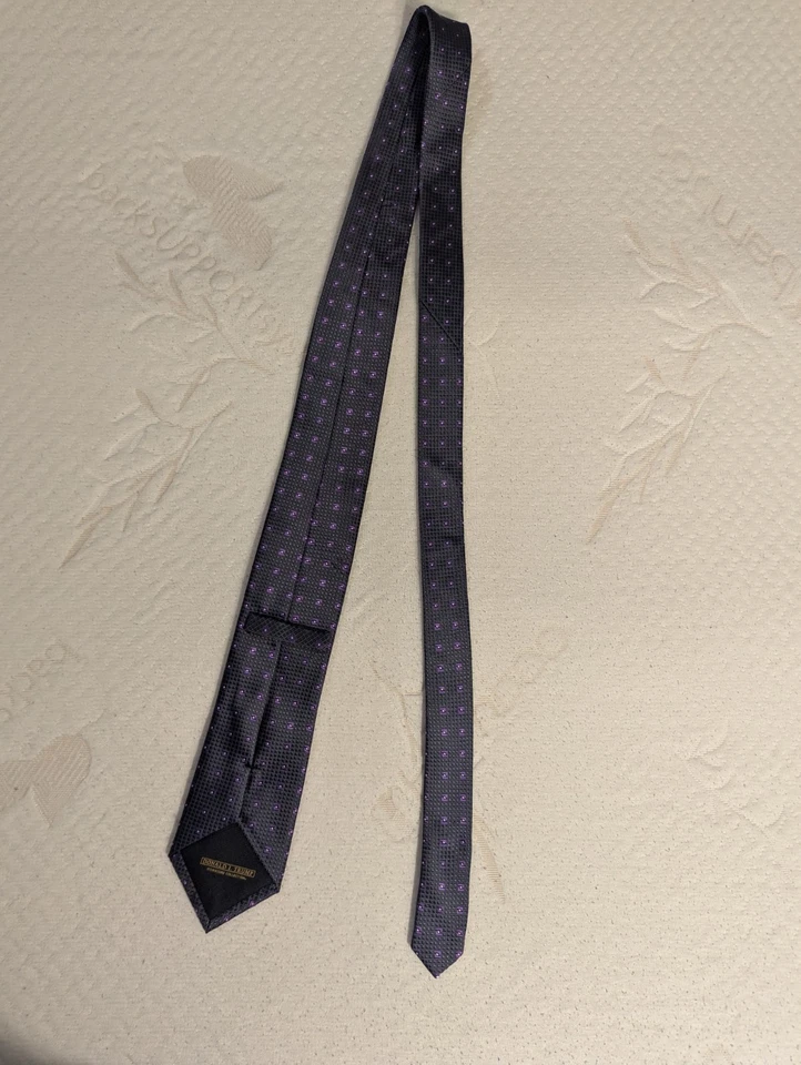 Corbata Donald Trump púrpura oscuro con cuadrados púrpura claro 100 % seda 59 "L 3,5" con Foto 4 de 4