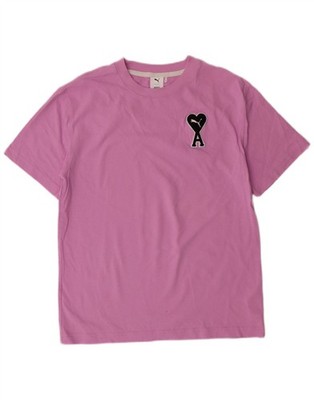 Puma Herren Grafik T-Shirt Oberteil Small Rosa Baumwolle PJ05
