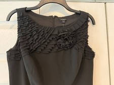 NWT Ann Taylor Women's Sheath Dress Black w/Ruffle And Rosette On Bodice Sz 4