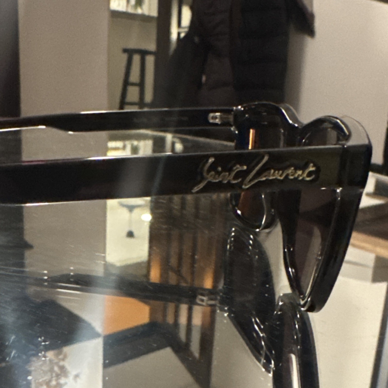 Saint Laurent Square Sunglasses Black Plastic Men's Gray Tinted Lens thumbnail 9