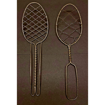 2 Vintage Twisted Wire Spoon Whisks Primitive Kitchen Utensils Metal Egg Beaters