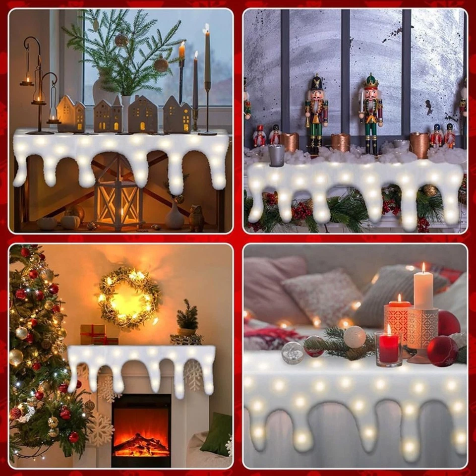 Warm White LED Fake Icicle Snow Blanket Fluffy Faux Snow Sheet - Image 3 of 4