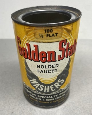 Vintage Golden State Faucet Washer Tin Can ~ Empty ~ No Lid
