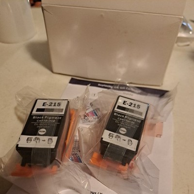 E-215 Ink Cartridges for WorkForce WF-100 Printer Black Pigment Lot Of 2