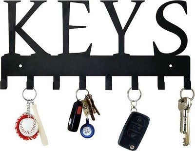 Key Holder for Nail-free Key Organizer Wall Mounted Hooks Metal Rack Black New