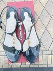 Salvatore Ferragamo Blueberry Patent Strappy Sandals Logo Chain Women's 8.5 AA — photo 4