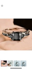 Silver 925 Sterling Hand Made Engagement Ring With Black Sapphire Setting
