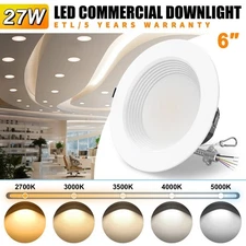 6 Inch LED Recessed Ceiling Light 27 Watt Commercial Downlight 5 CCT 2700K-5000K