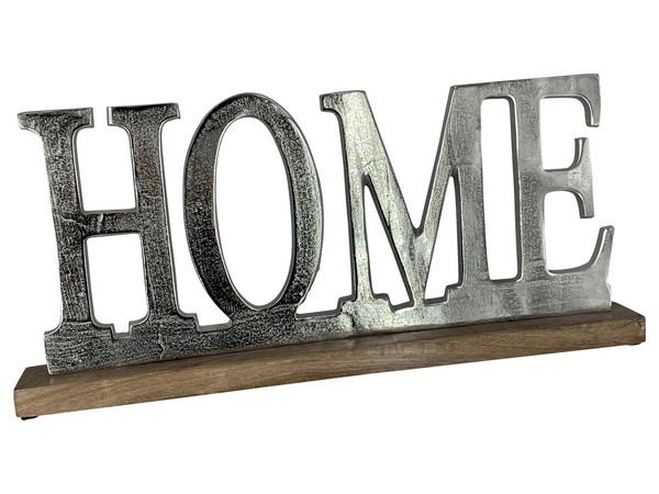 Schriftzug Home Aluminium Auf Mangoholz Sockel Deko Design Von Exoda-image