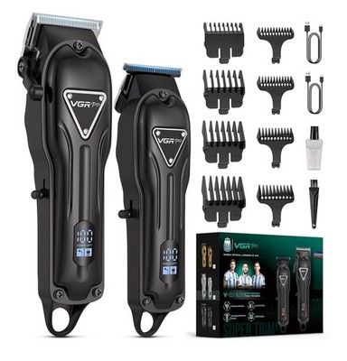 Haarschneide Herren Set mit langer Akkulaufzeit, Haar-Bart trimmer 2er Set Black