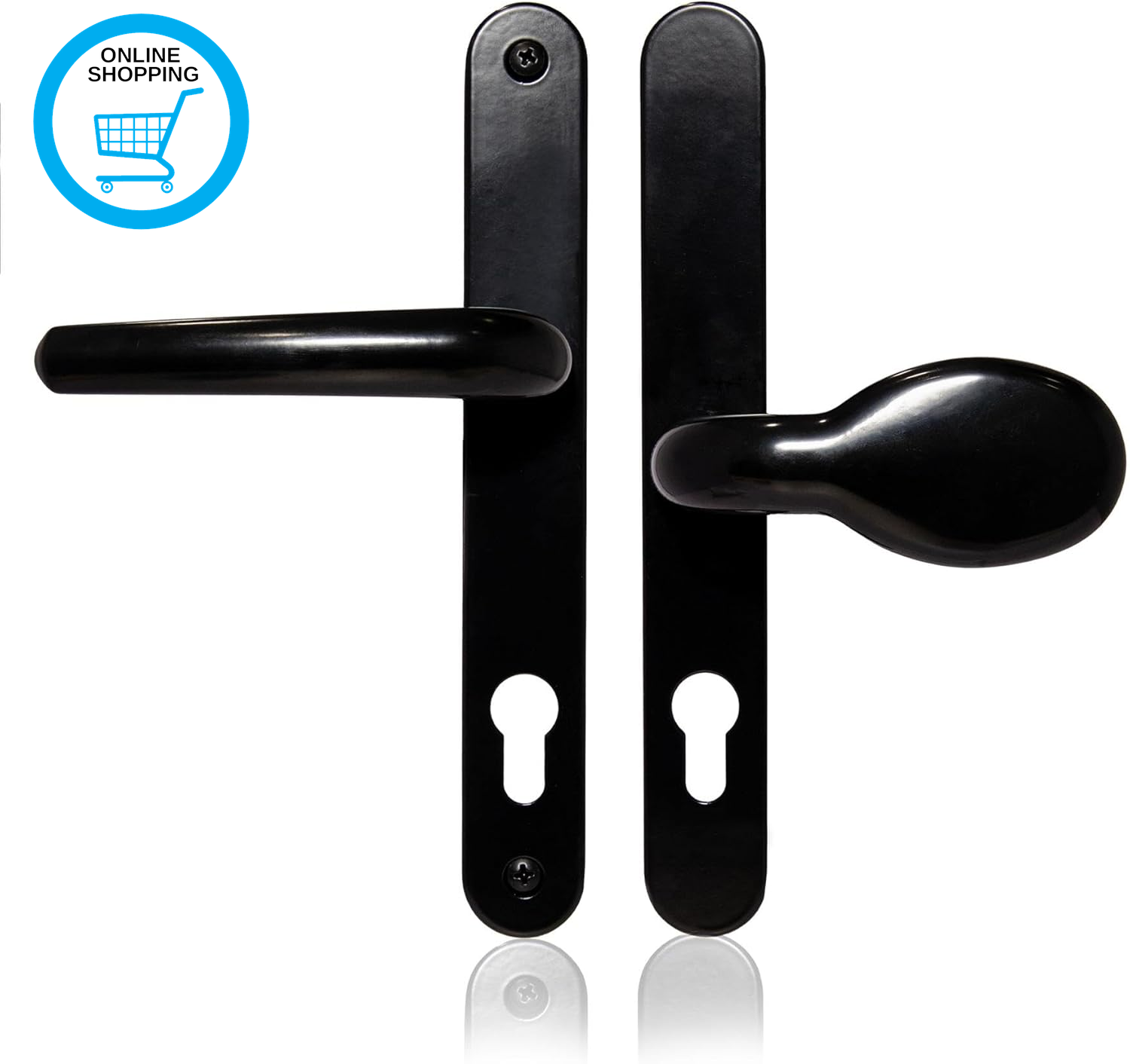 Uros Matt Black Door Handle, (PZ 62/92Mm, Screw Hole Distance 211Mm, 243Mm Overa