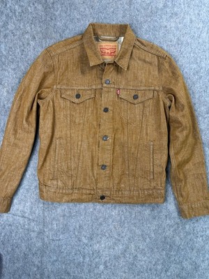 Levi s Mens Trucker Jacket Size M Mustard Yellow Tan Denim Jean 72334