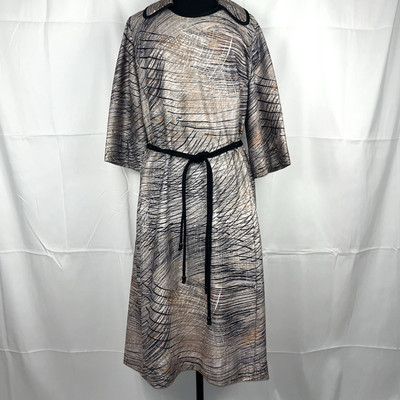 VTG late 50s Leslie Pomer by Leslie Fay Abstract Dress Metal Zipper Union USA