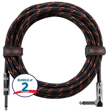 Gator Cableworks Backline Series Braided Instrument Cable (2 Pack) - Black/Red,