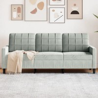 3-Sitzer Sofa Hellgrau Samt 180 Cm Couch Polsterbank