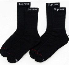 One Size - Supreme Hanes Crew socks Black 2 Pairs AUTHENTIC NO THE PACK