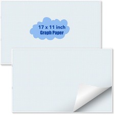 Large Graph Paper Pad, 100 GSM, 11 x 17 inches, 0.25" 4x4 Square Grid, White