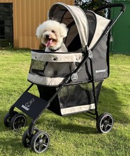 4 Wheel Dog Cat Pet Stroller Best Lightweight Foldable Compact Portable Jogge...