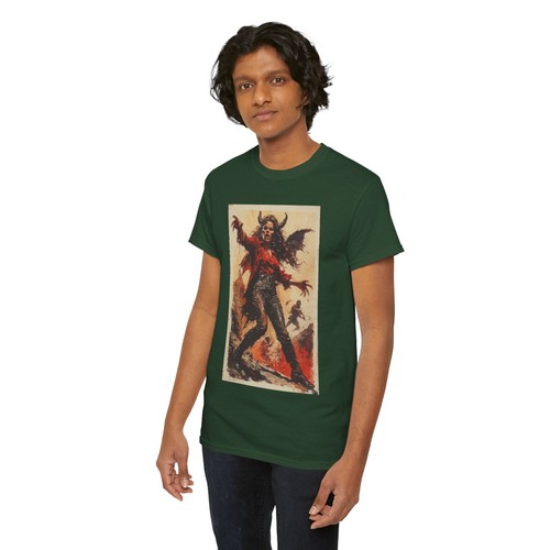 Demon Lady Gothic Graphic Tee Heavy Cotton Shirt, Alternative Style Horror Theme - Picture 11 of 47