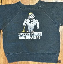 VINTAGE 1960s 70s PURDUE BOILERMAKERS MASCOT RAGLAN SWEATSHIRT TODDLER YOUTH