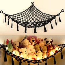 Cotton Stuffed Animal Organizer, Handmade Macrame Hanging Net Hammock for Toy...