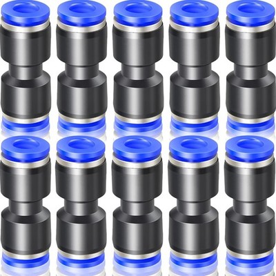 10 Stk. Blau 4mm Kunststoff Push Fit Fittings Rohrverbindung Schnellanschluss