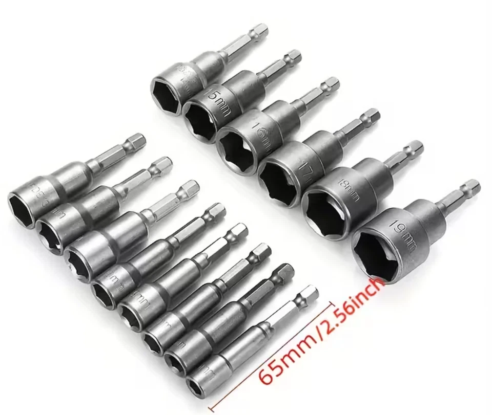 14 Piece Magnetic Socket Set with Hex Shank Screwdriver and Lengthening Adapters - Image 4 of 4