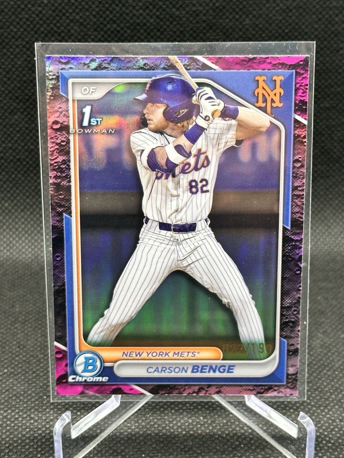 2024 Bowman Draft Chrome Carson Benge #BDC-28 Fuchsia Lunar Refractor /199 (RC)