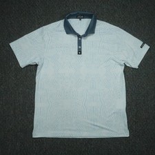 Bad Birdie Shirt Mens Extra Large Blue White Performance Golf Polo Abstract