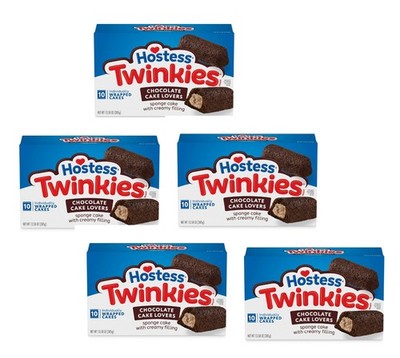 5 Pack Hostess Twinkies Chocolate Lovers Snack Cakes 13.58 oz Boxes Cream Filled
