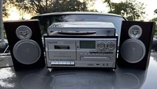 BT-28SPS Bluetooth Classic Style Record Player Turntable with AM/FM Radio, Ca...