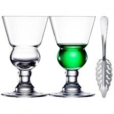 Vintage Absinthe Glasses, Swiss Bubble Reservoir Crystal Tasting Stemware