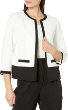 NEW KASPER WHITE BLACK CAREER OPEN FRONT JACKET BLAZER SIZE 16 119