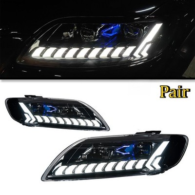 For AUDI Q7 2006-15 LED Headlight DRL Dynamic Turn Signal Lamps Projector Lens